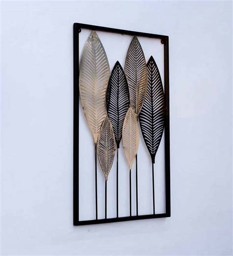Buy Iron Leaf Panel Wall Art In Black By Craftter Online Abstract Metal Art Metal Wall Art
