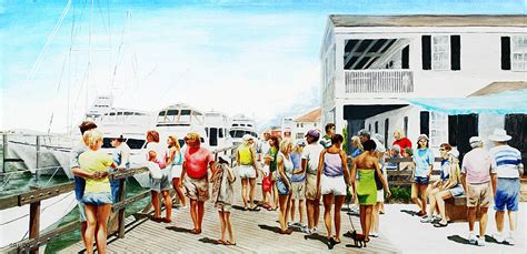 Beach Shore Ii Boardwalk Beaufort Dock Original Fine Art Painting Painting By G Linsenmayer