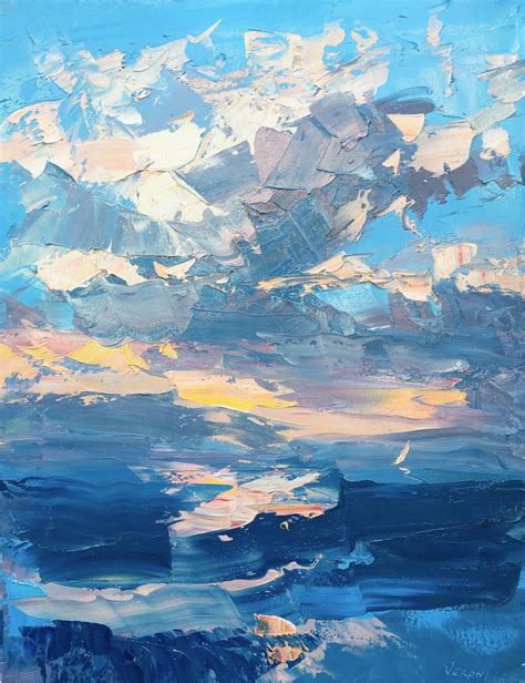 Abstract Sunset Painting On Canvas Original Art Clouds Etsy Ocean