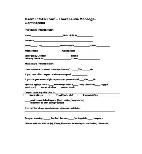 59 Best Massage Intake Forms For Any Client Printable Templates Massage Intake Forms