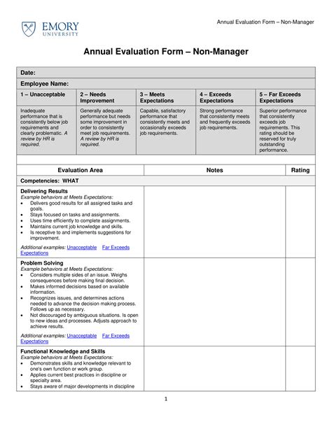 Employee Evaluation Form Example Sample Templates Sample Templates