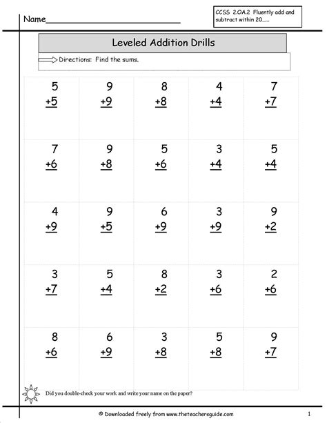 7 Best Images Of Printable Math Addition Drill Worksheets First Grade