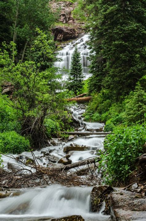 Waterfall From Snow Melt From Ice Lake Basin Stock Image Image Of