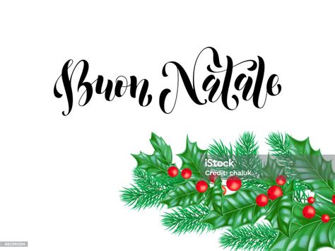 Buon Natale Italian Merry Christmas Holiday Hand Drawn Quote