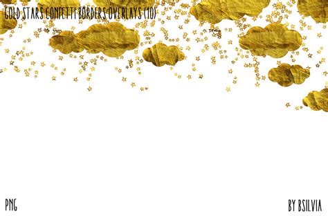 Gold Stars Confetti Borders Overlays By Bsilvia