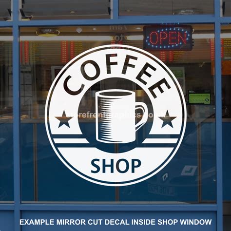 Wake up with a cup of coffee classic round sticker. Coffee Shop Cafe Lettering Window Advertising Sticker