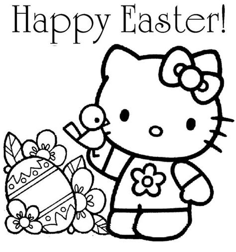 Hello Kitty Happy Easter Coloring Page Netart