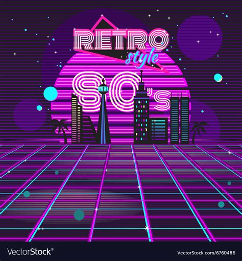 retro style 80s disco design neon royalty free vector image