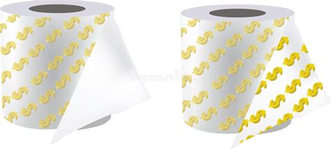 Toilet Paper With The Drawing Of The Dollar Dollar Stock Vector