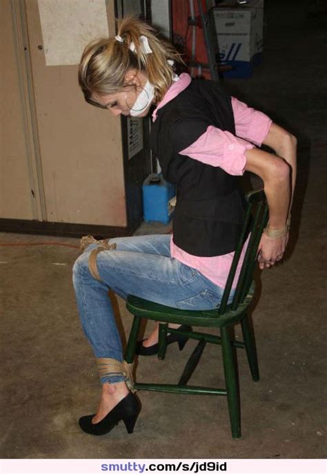 Tied Jeans Denim Bondage Bdsm Bound College Chairbondage Blonde Tight Thin Heels Nn