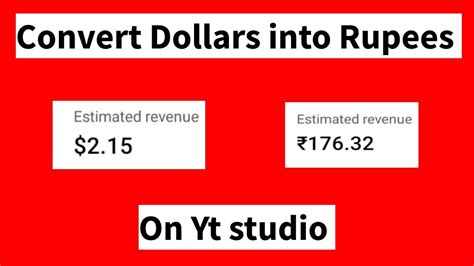 How To Convert Dollars Into Rupees In Yt Studio Change Dollar Into