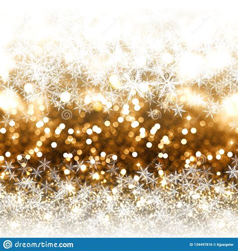 Gold Glitter Christmas Background With Snowflakes Stock Illustration
