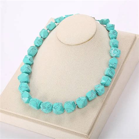 Natural Crystal Turquoise Necklace Reiki Jewelry Women Chakra Classic