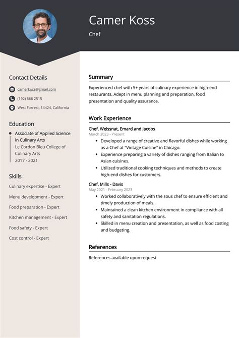 Chef Resume Example Free Guide