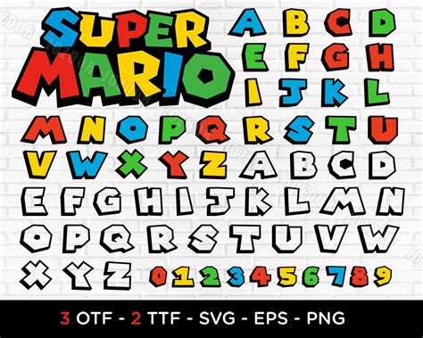 Super Font Super Font Letters Svg Dxf Png Eps For Etsy Super Mario