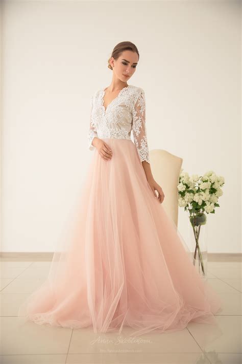 Pink Wedding Dress With Powder Shade Wedding Dresses Evening Gowns