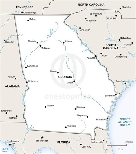 Vector Map Of Georgia Us State Political One Stop Map