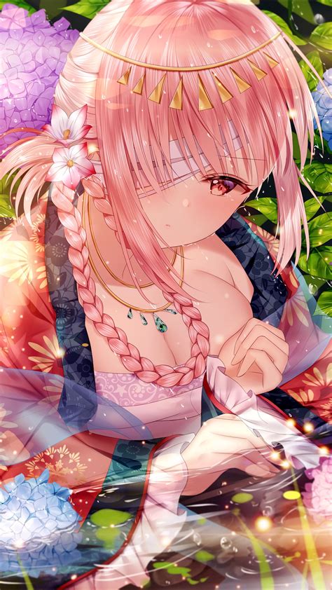 Anime Girl Kimono Pink Hair Flowers 4k Hd Phone Wallpaper Rare Gallery