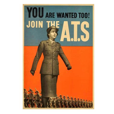 Original Vintage World War Ii Poster You Are Wanted Too Join The Ats