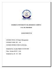 ITPM Assignment No 1 Docx BAHRIA UNIVERSITY ISLAMABAD CAMPUS E 8