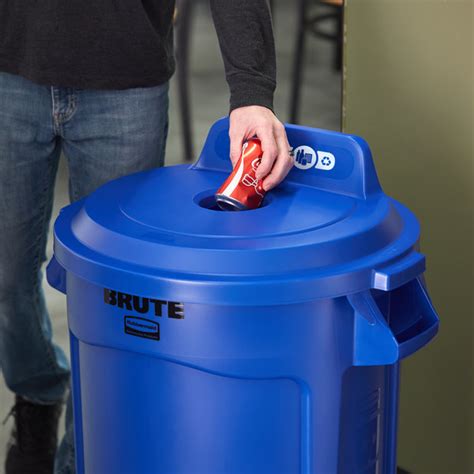 Rubbermaid Brute Gallon Blue Round Recycling Bin Lid With