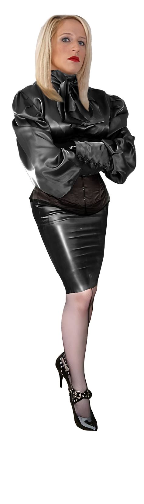 Black Satin Blouse Mistress Pvc Skirt Latex Skirt Latex Dress Black