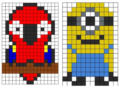 Retrouvez tous nos modèles de dessin pixel art : pixel art grand carreaux