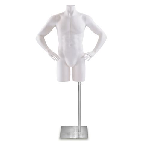 Male Headless Torso Mannequin 2 Male Torso Form With Hands On Sides Glossy Black Forms