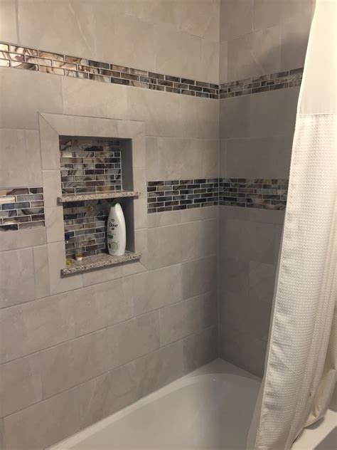 Shower Tile Mosaic Linear Mosaic Accent Tile Custom Tile Shower Niche Niche Shelves