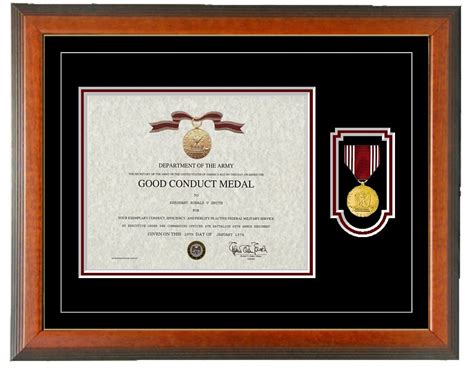 Army Good Conduct Certificate Frame Horizontal Certificate Frames