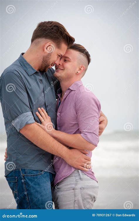 Gay Men Embracing On A Beach Stock Image Image Of Embracing Modern 70931267
