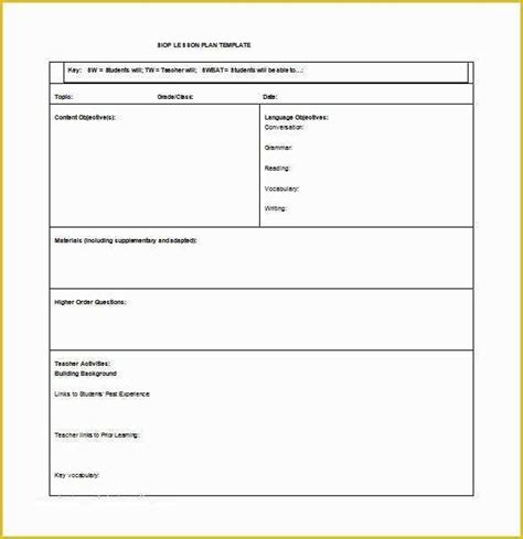 Free Printable Lesson Plan Template Blank Of Blank Pe Lesson Plan