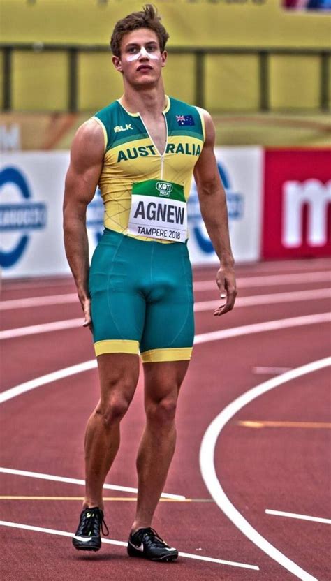 sexy athlete from australia showing off his big bulge and tight muscular body men sport pants