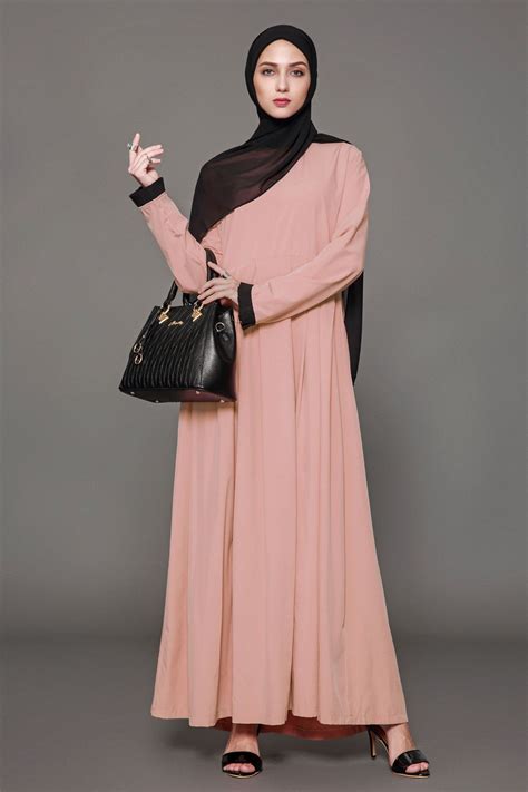 新款皱褶粉色长袖时尚连衣裙礼拜阿拉伯长袍 1568卖完下架 阿里巴巴
