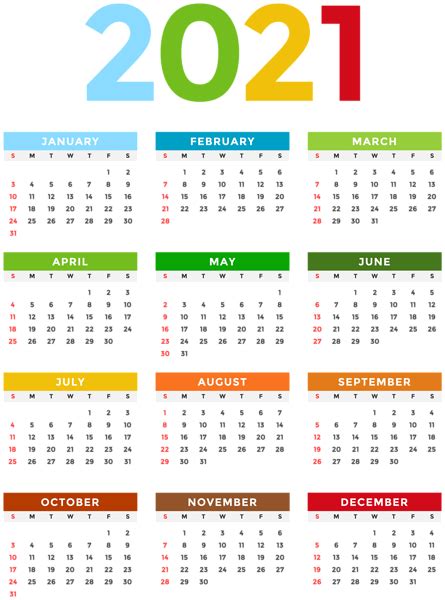 Calendar 2021 Year Png Transparent Image Download Size 445x600px
