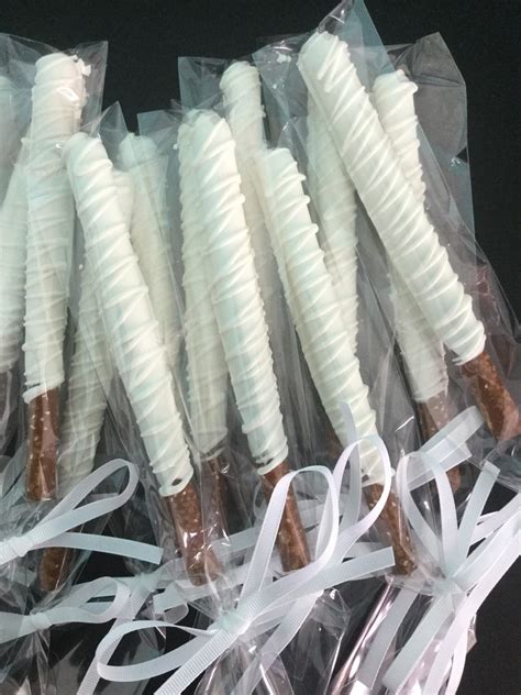White Chocolate Covered Pretzel Rods With White Drizzle One