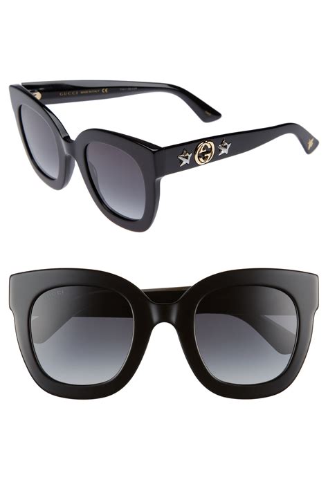 gucci rectangle acetate gg sunglasses w crystal stars black pattern modesens