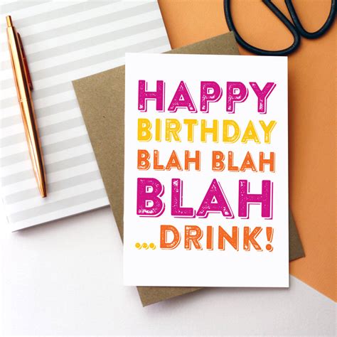 Happy Birthday Blah Drink Funny Greetings Card By Do You Punctuate