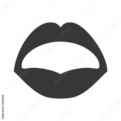 Mouth With Lips Sensual Sexy Expression Silhouette Vector Illustration
