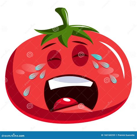Vetor De Ilustra O De Choro De Tomate Vermelho Triste Ilustra O Do