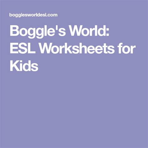 Boggles World Esl Worksheets For Kids Worksheets Esl Worksheets