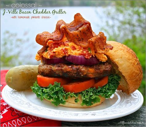 Colossal J Ville Bacon Cheddar Griller Burgers With Homemade Pimiento