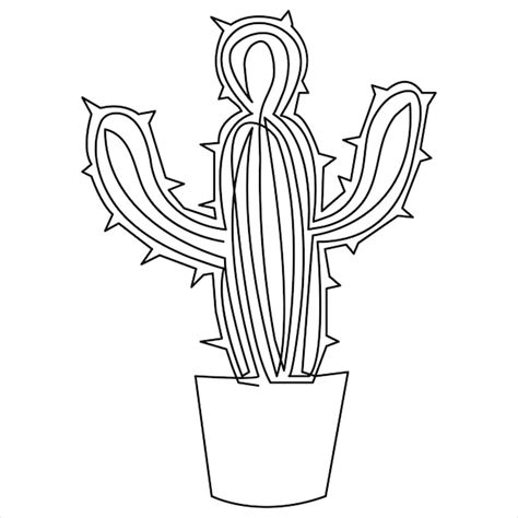 Premium Vector Cactus Doodle Vector Continuous One Line Art Drawing