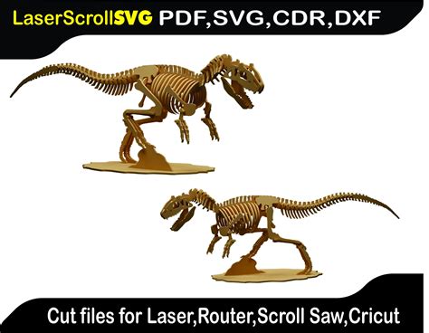 Allosaurus Dinosaur Digital Pattern Template File For Laser Svg Dxf Cdr Glowforge Scroll Saw