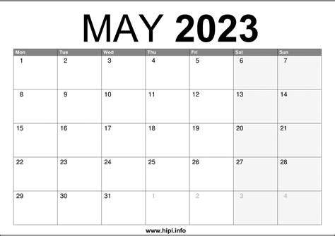 May 2023 Uk Free Printable Calendar Calendars Printable Free