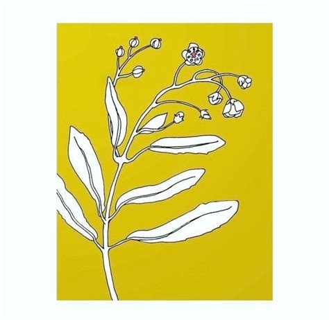 Mustard And Bloom Ink Line Drawing Mustard Yellow Decor White
