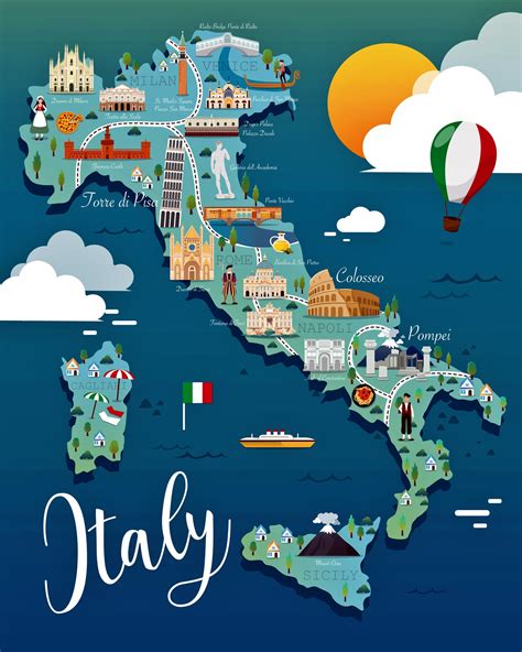 Italien Karte Der Wichtigsten Sehenswürdigkeiten