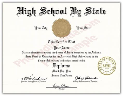 High School Graduation Certificate For Ged