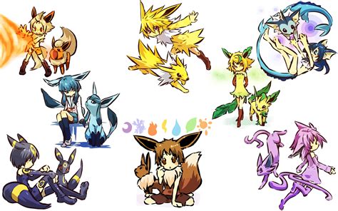 Kawai Human Versions Of Evee Evolutions So Cute Pokemon Evolutions