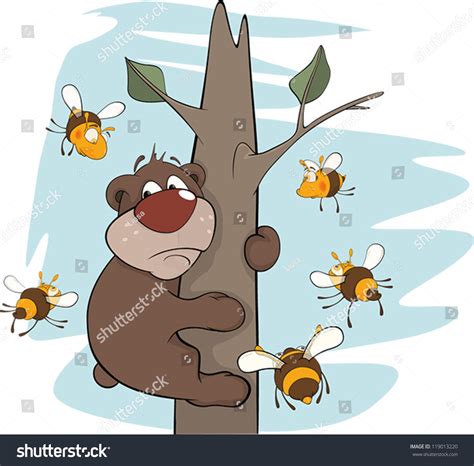Bear Cub Bees Cartoon Stock Vector Royalty Free 119013220 Shutterstock